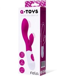 A-TOYS, Vibrator Fela with Clitoral Stimulator, Silicone, Pink, 20.5 cm, 10 speeds, 2xAAA