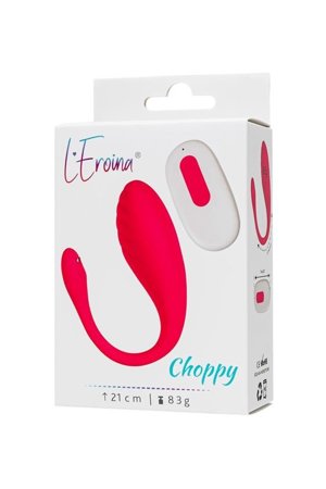 L'EROINA Vibrating egg with remote control CHOPPY, silicone, pink, 21 cm