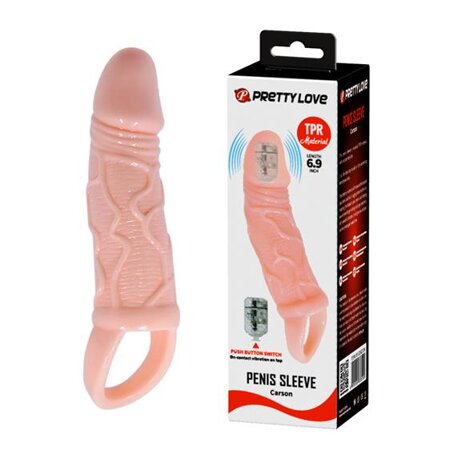 Men Extension Vibrating Penis Sleeve 13,5 x 3,5cm Flesh