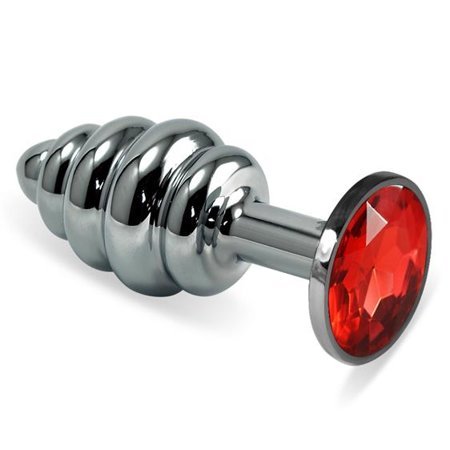 Silver Spiral Plug Red