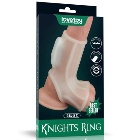 Vibrating Silk Knights Ring with Scrotum Sleeve (White)